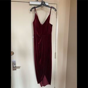 Velvet spaghetti strap maroon dress